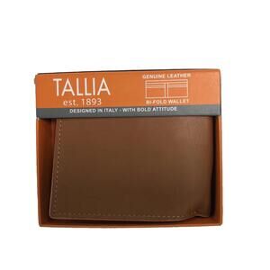 Tallia Genuine Leather Bi-Fold Wallet Men’s Brown NWT in Box Card Holder B3